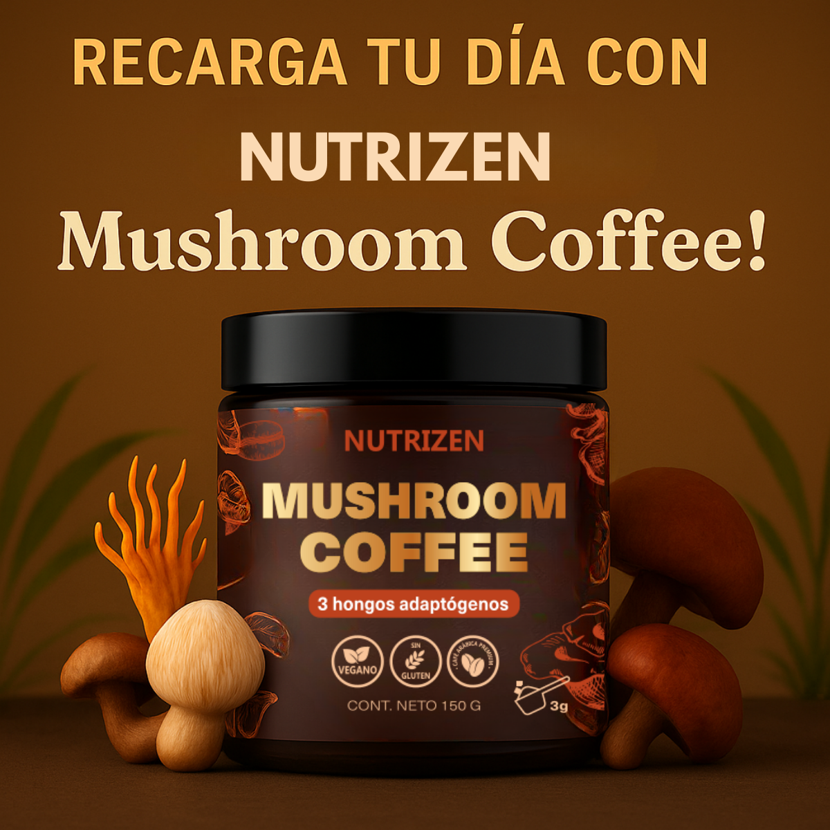 CAFÉ CON HONGOS ADAPTOGENOS - MUSHROOM COFFE